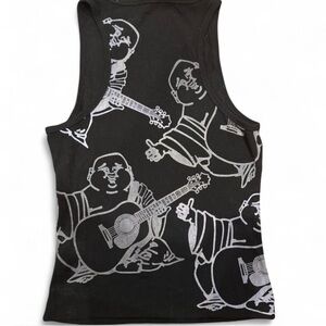 True Religion Black Tank Top with Silver Logo